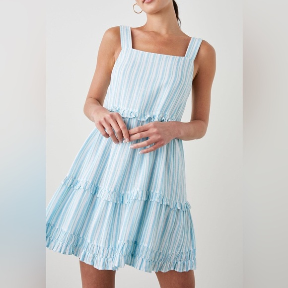 Rails Sandy Laguna Stripe Linen Blend Striped Sleeveless Mini Dress Womens M NWT - Picture 1 of 7